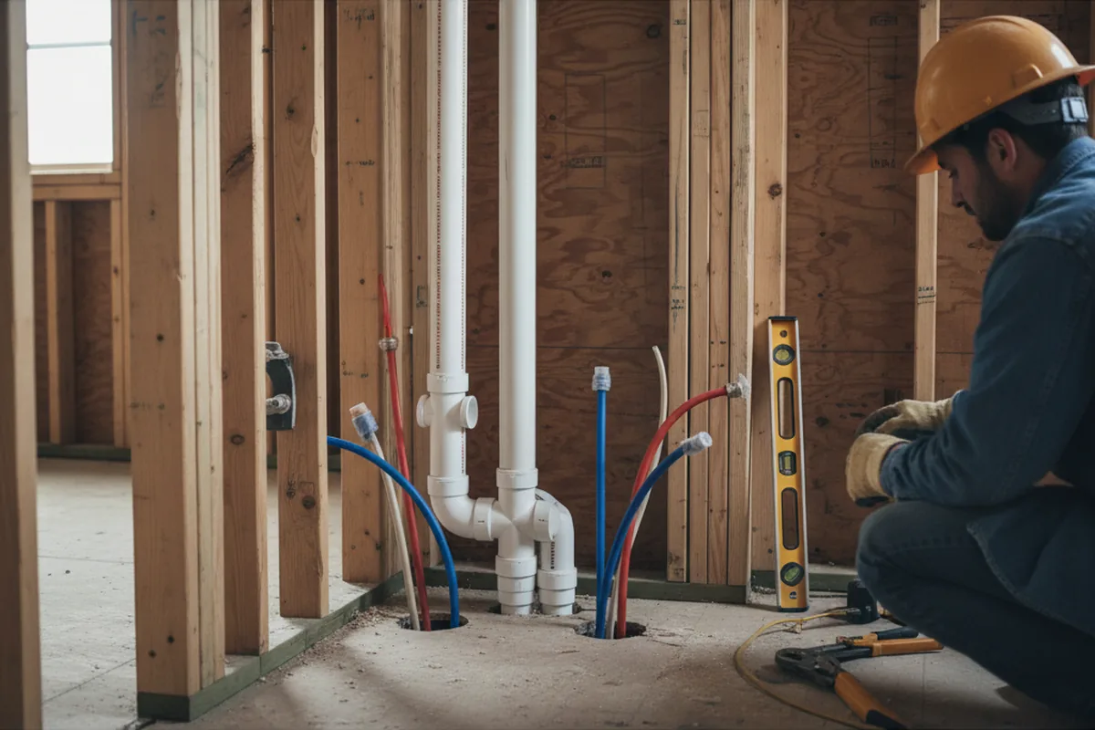 Drain and supply rough-in during Drain Cleaning in Billerica