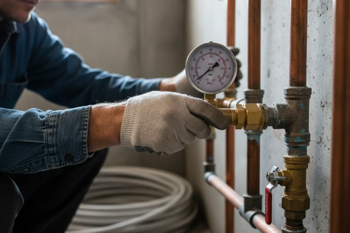 Pressure testing a repaired line during Water Line Repair in Billerica